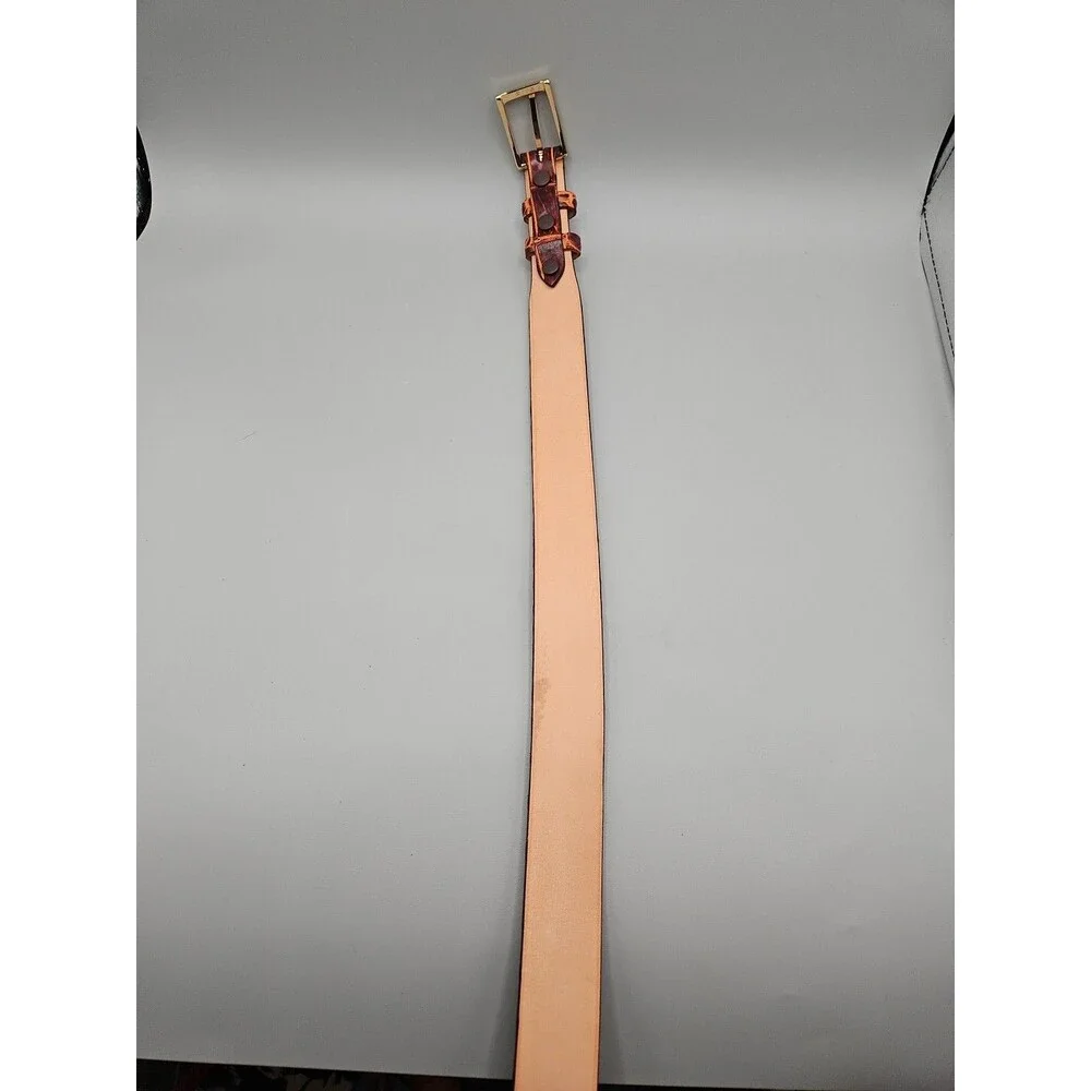 Louisiana Alligator Brown Leather Mens Tapered Belt Handcrafted In USA Size 32